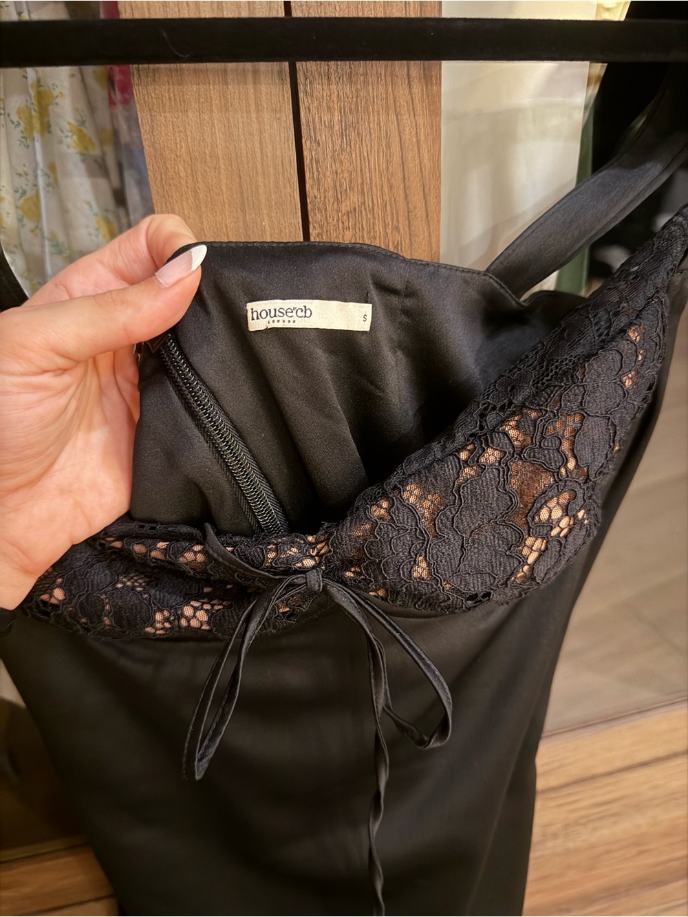 House of CB Black Lace-Detail Mini Slip Dress - Picture 5 of 6
